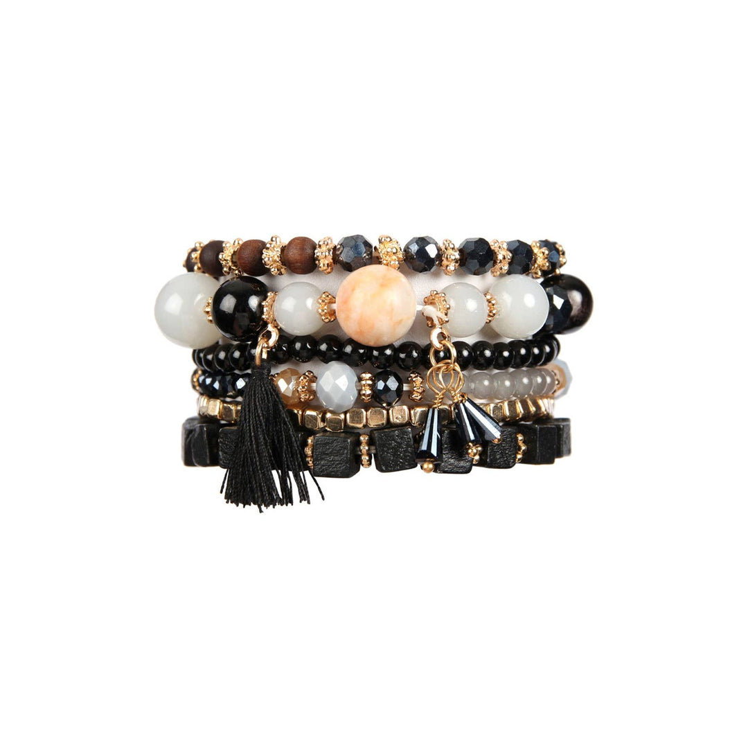 Charm stack bracelet black