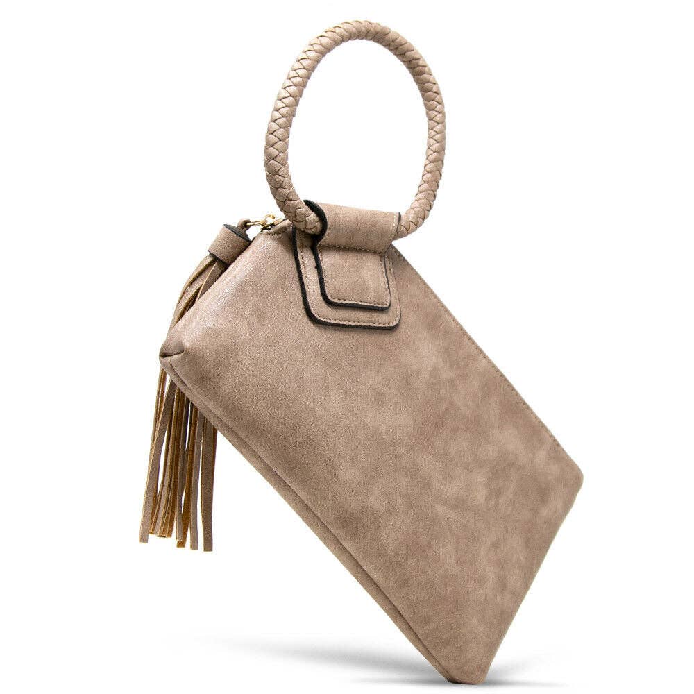 Leather Fringe Wristlet Clutch