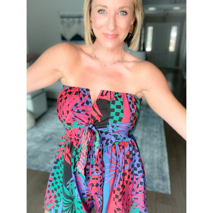 Salsa Sunset Tie Front Romper
