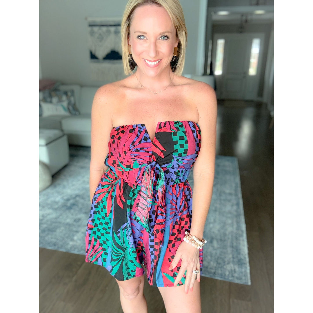 Salsa Sunset Tie Front Romper