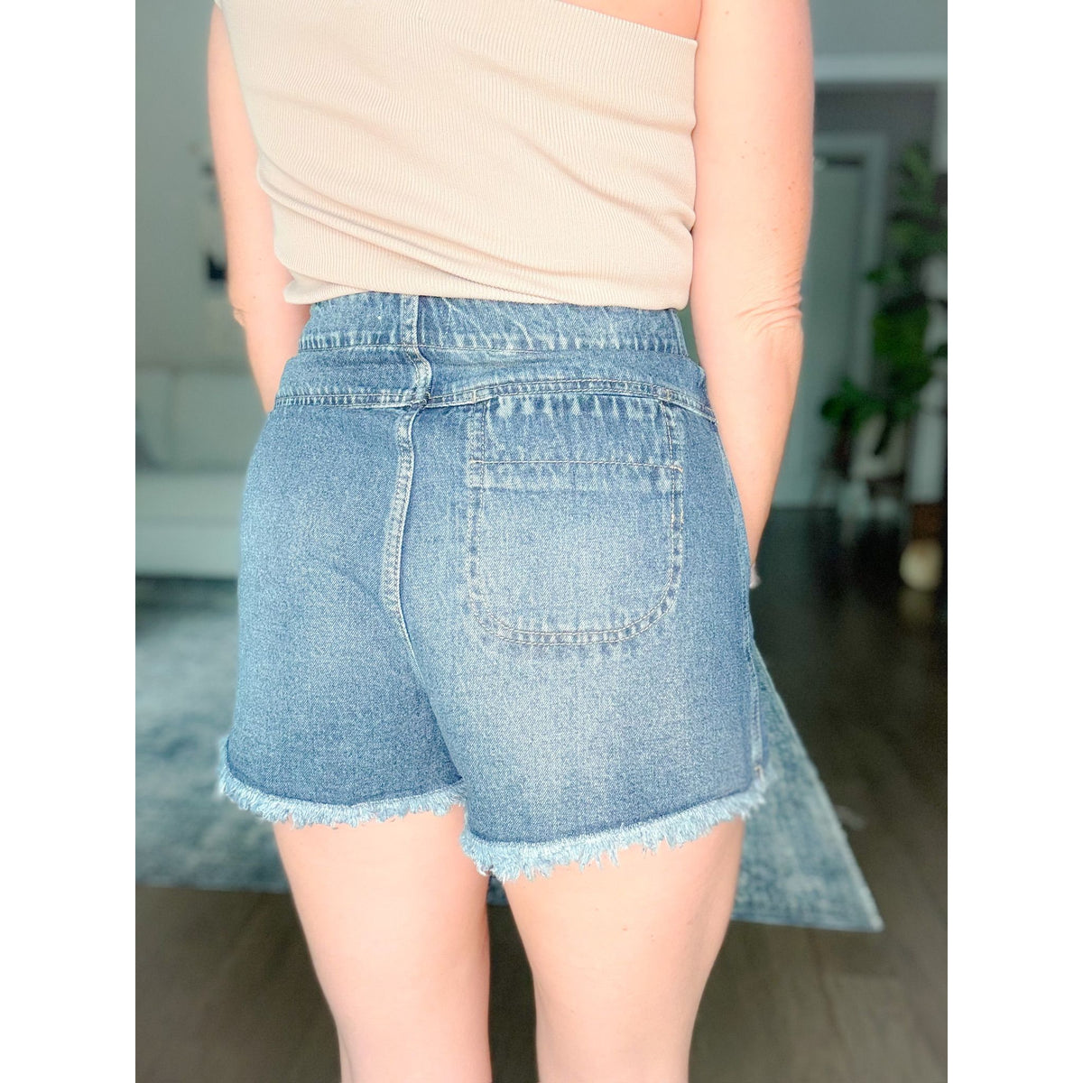 women's boutique denim skort back