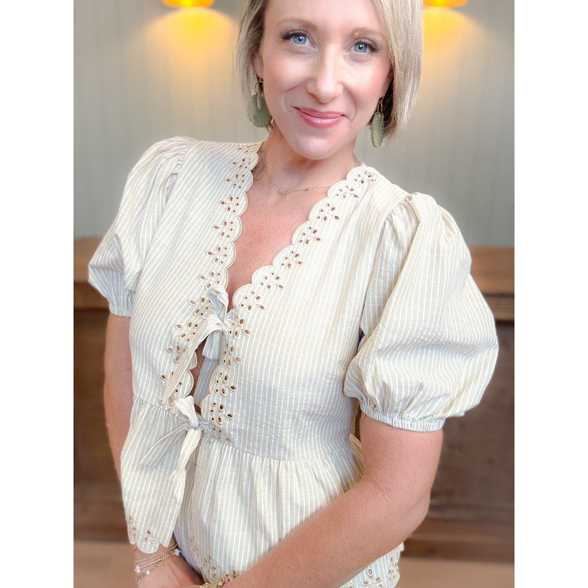 Hattie Scallop Tie Blouse