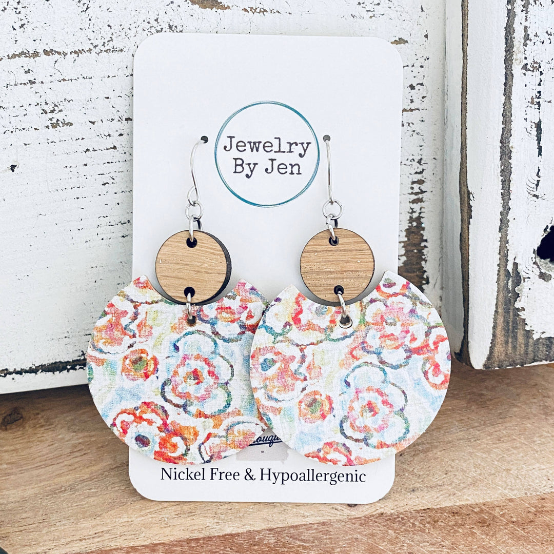 Sketched Floral Dangle Earrings