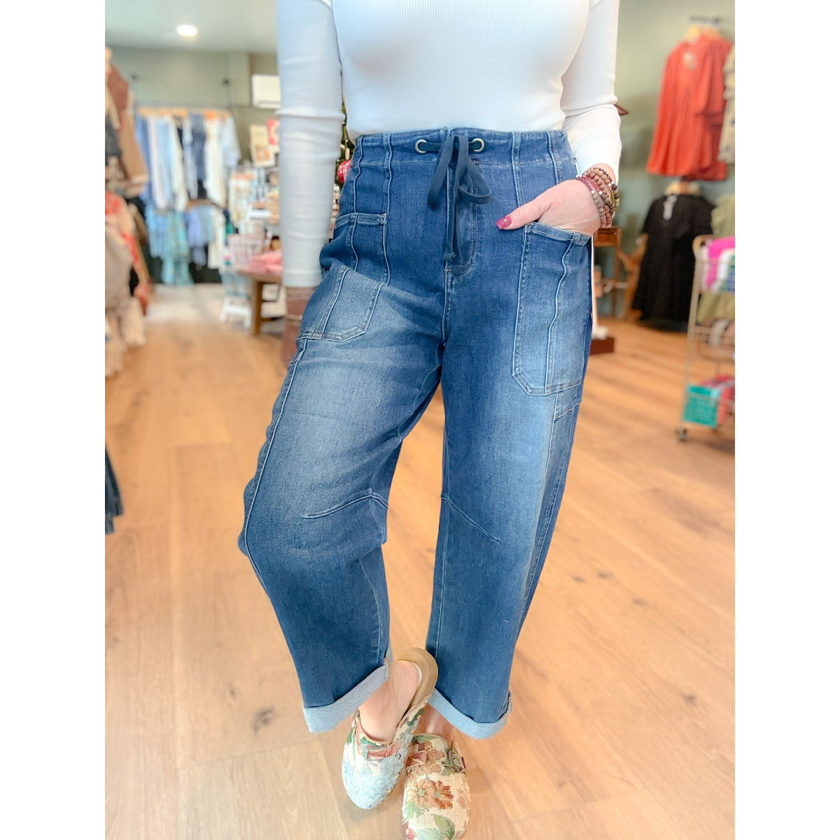 Risen Crop Barrel Pants