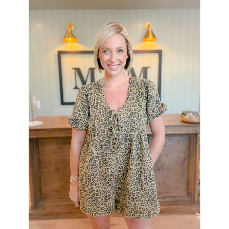 women's boutique romper leopard front