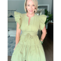 Boutique olive green dress front 2