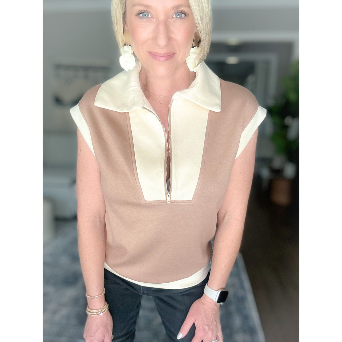 Dakota Two Tone Quarter Zip Sweater Vest