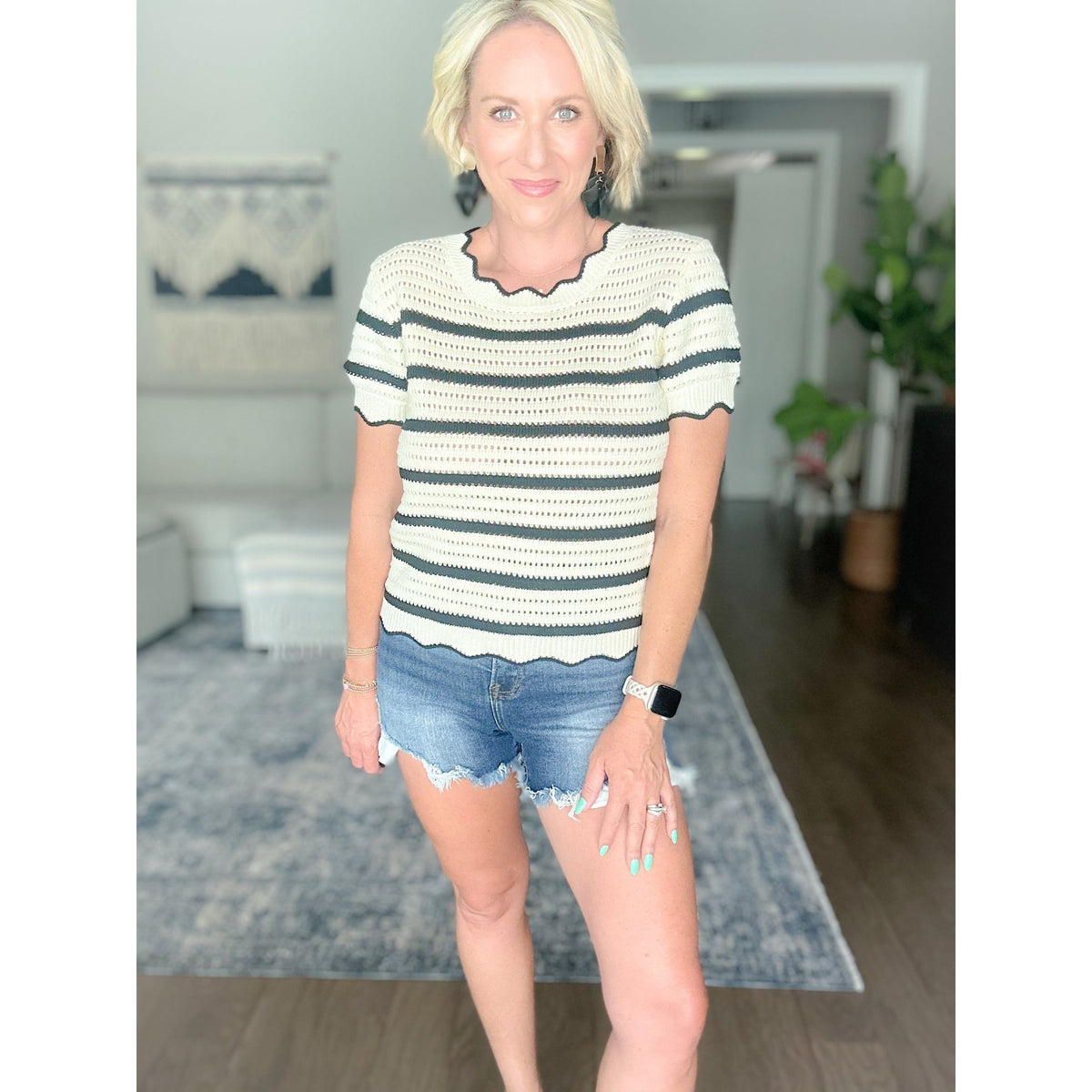 Leah Scalloped Edge Sweater