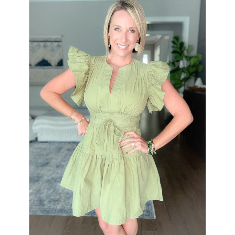 Boutique olive green dress front