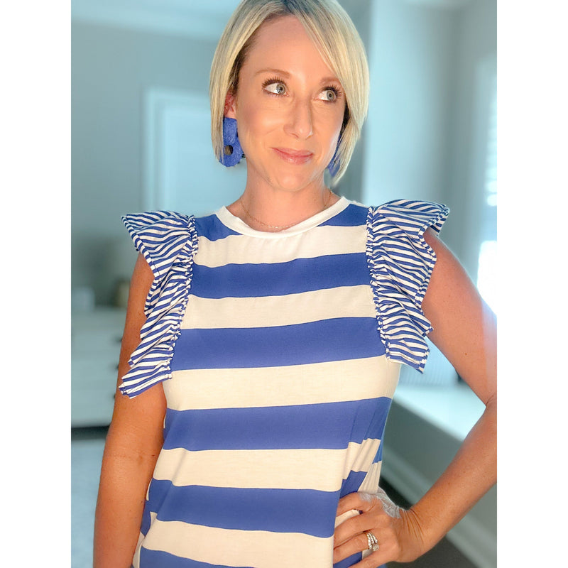 Riley Contrast Ruffle Sleeve T-shirt Dress