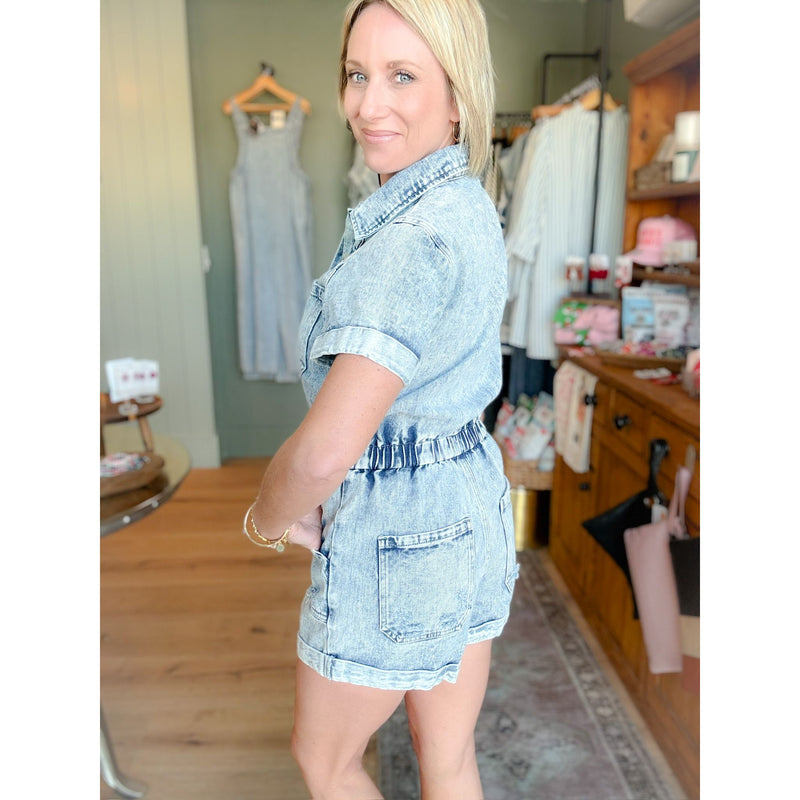 Jackie Washed Denim Romper