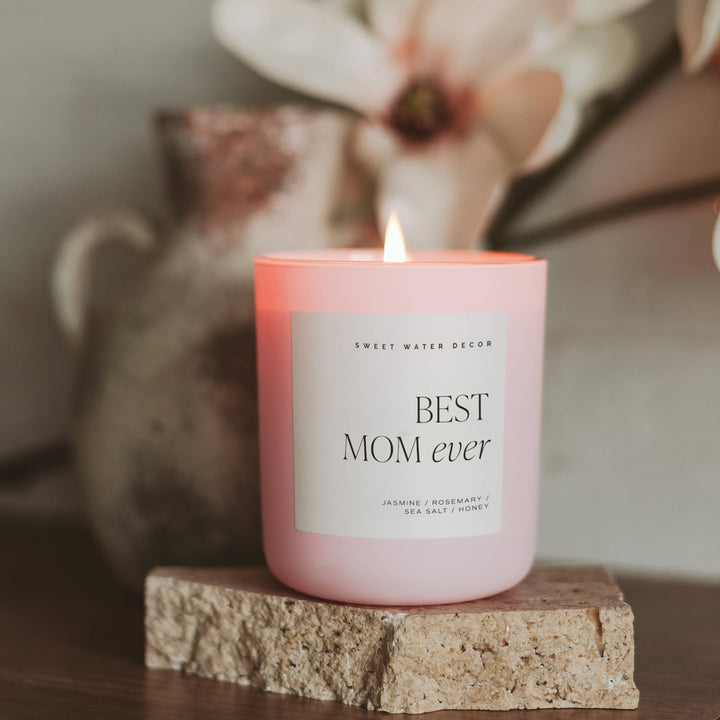 Best Mom Ever Candle- Pink