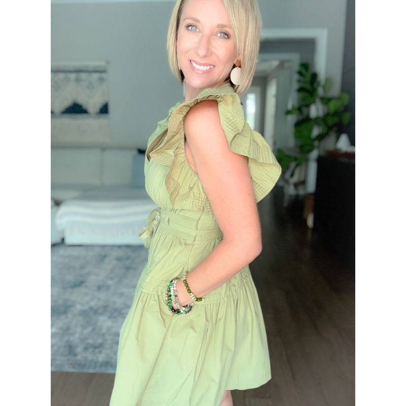 Boutique olive green dress side
