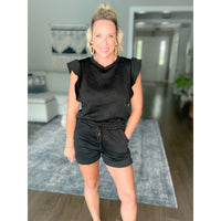 Penelope Ruffle Sleeve Set Black