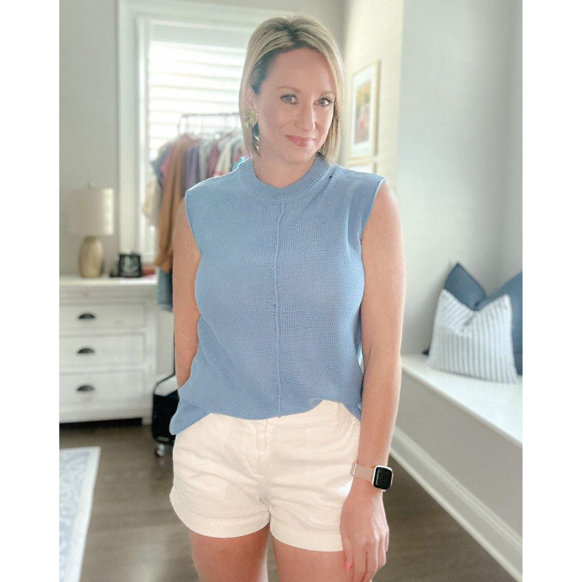Misty Blue Sleeveless Sweater
