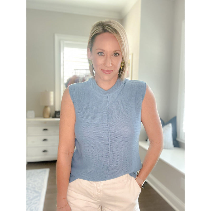 Misty Blue Sleeveless Sweater