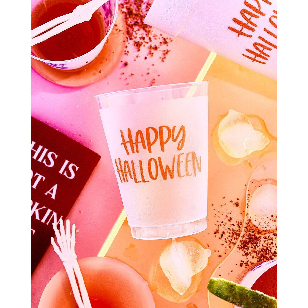 Happy Halloween Orange Frosted Cups