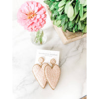 Pretty In Pink Beaded Heart Earrings