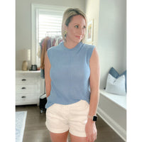 Misty Blue Sleeveless Sweater