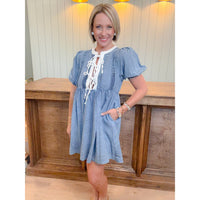 Wildflower Wishes Mini Denim Dress