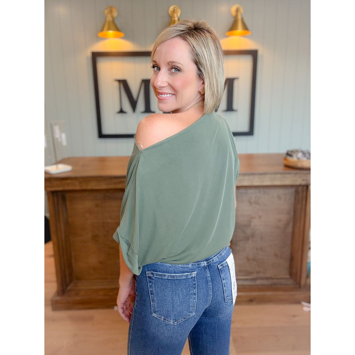 Sage Elise Boatneck Top