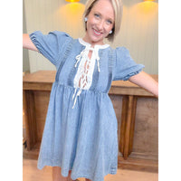 Wildflower Wishes Mini Denim Dress