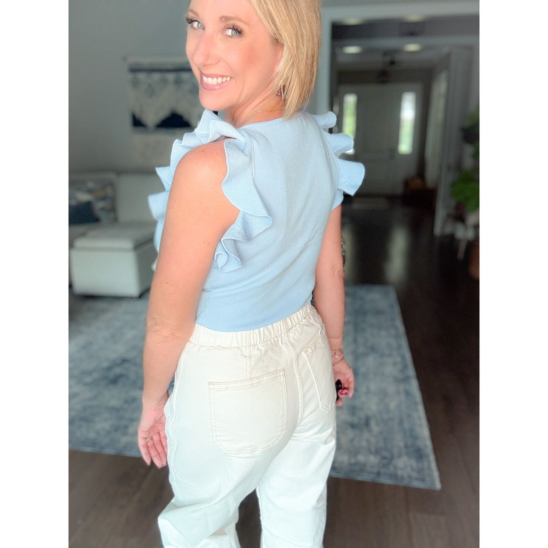 Women's boutique tank top blue back