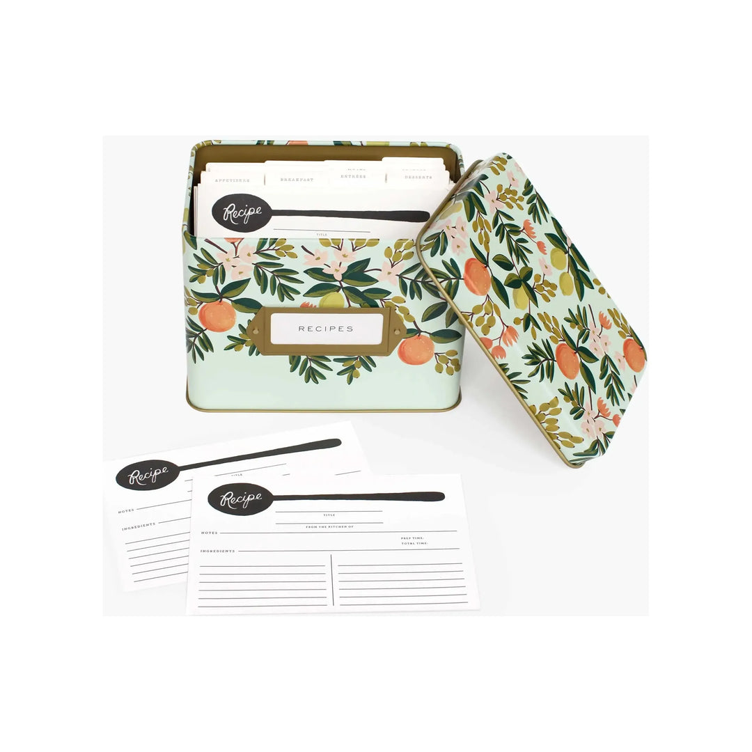 Citrus Floral Tin Recipe Box