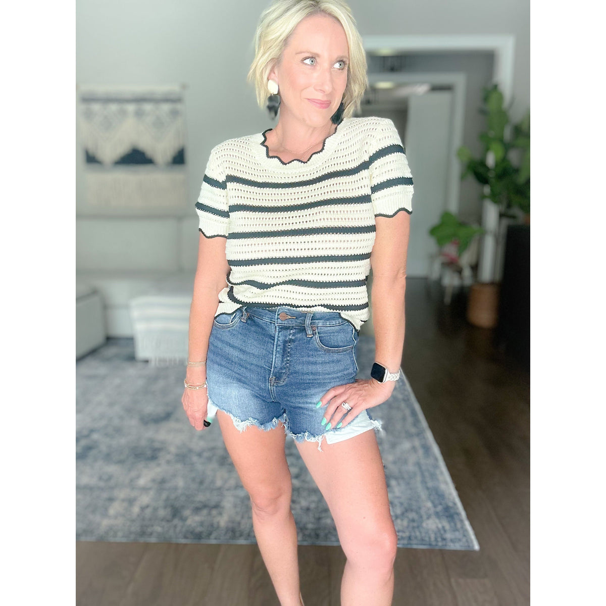 Leah Scalloped Edge Sweater