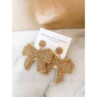 Gold Bow Beaded Earrings