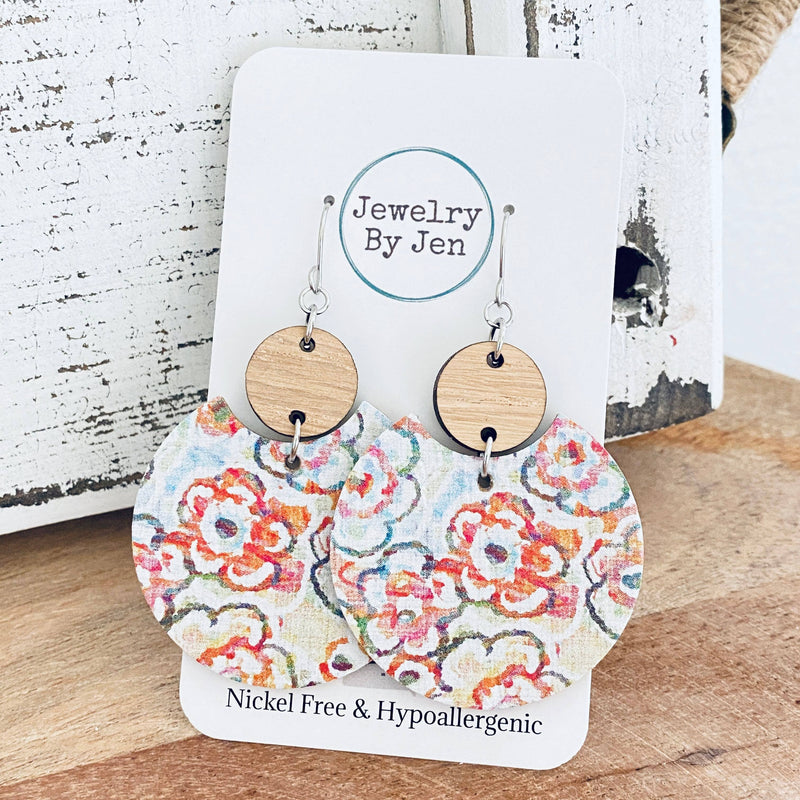 Sketched Floral Dangle Earrings