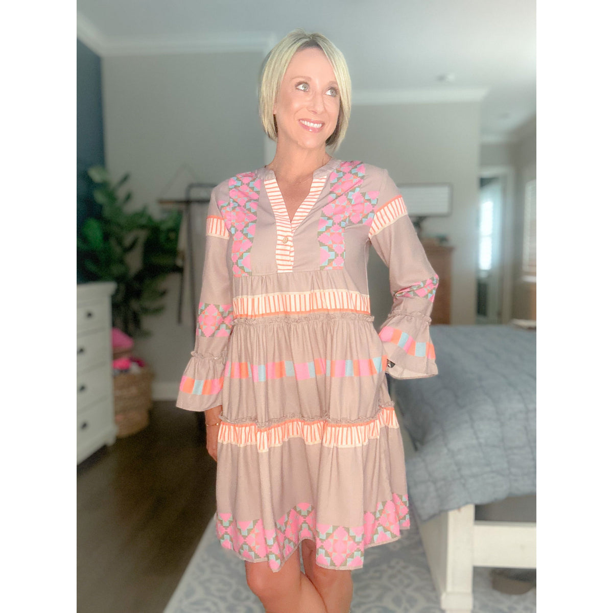 Reese Button Ruffle Dress