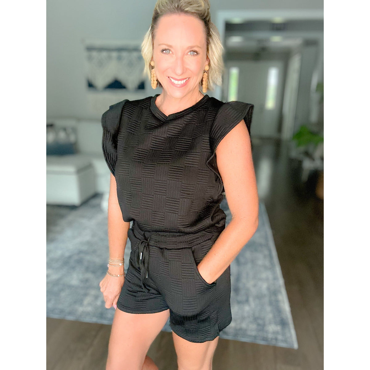 Penelope Ruffle Sleeve Set Black