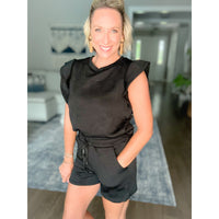Penelope Ruffle Sleeve Set Black