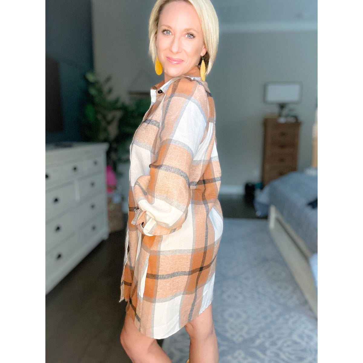 Ashton Ruffle Sleeve Shirt Dress