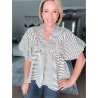 women's boutique striped short sleeve top front