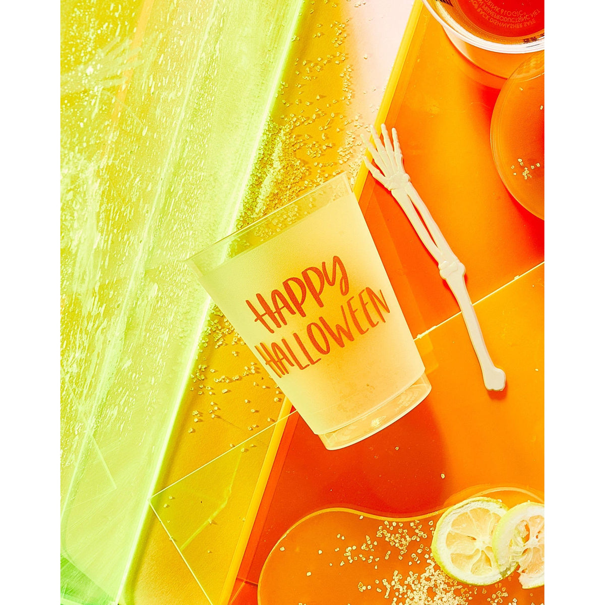 Happy Halloween Orange Frosted Cups