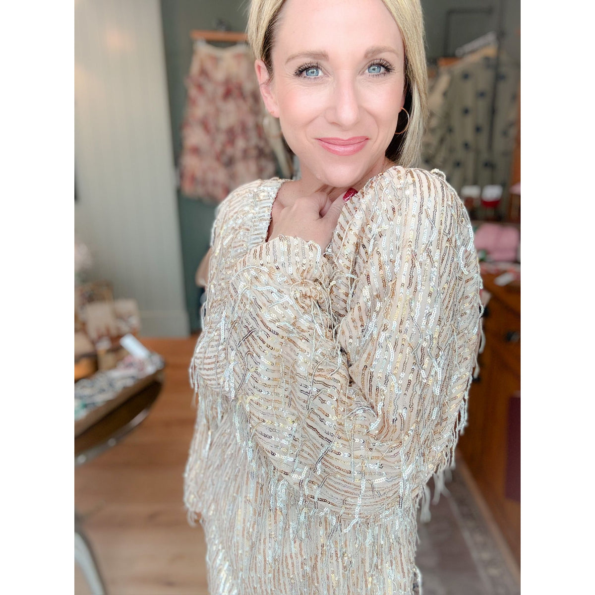 Champagne Fringe Dress