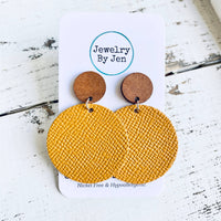 Mustard Wood Stud Earrings