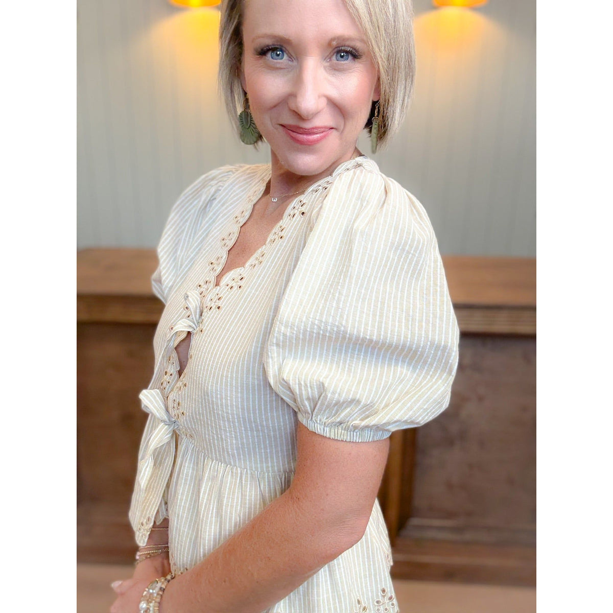 Hattie Scallop Tie Blouse