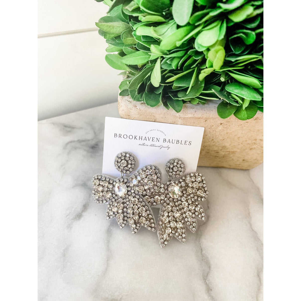 Crystal Bow Statement Earrings