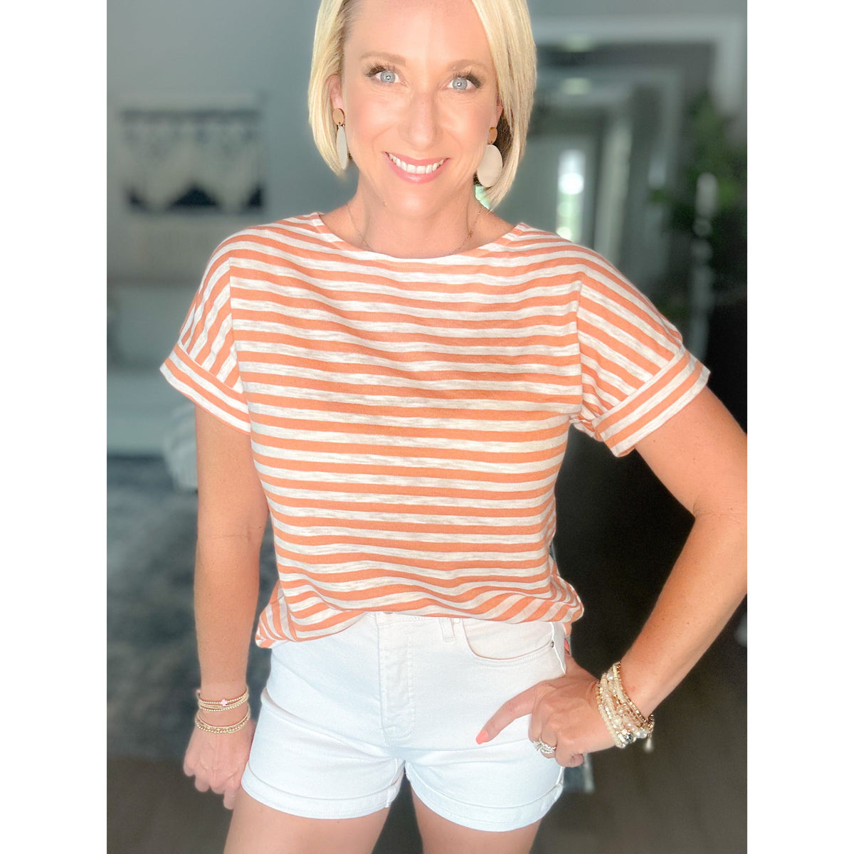 Sun Kissed Stripes Boatneck Top
