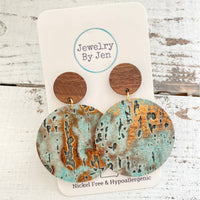 Turquoise Wildwood Wood Stud Earrings