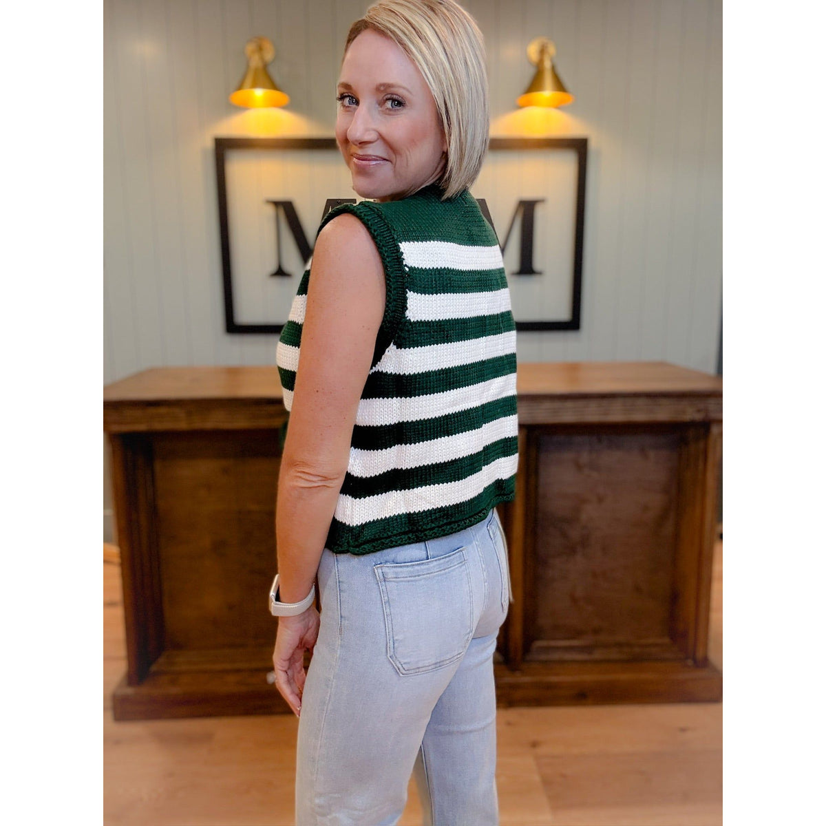 women's boutique knit vest buttons back