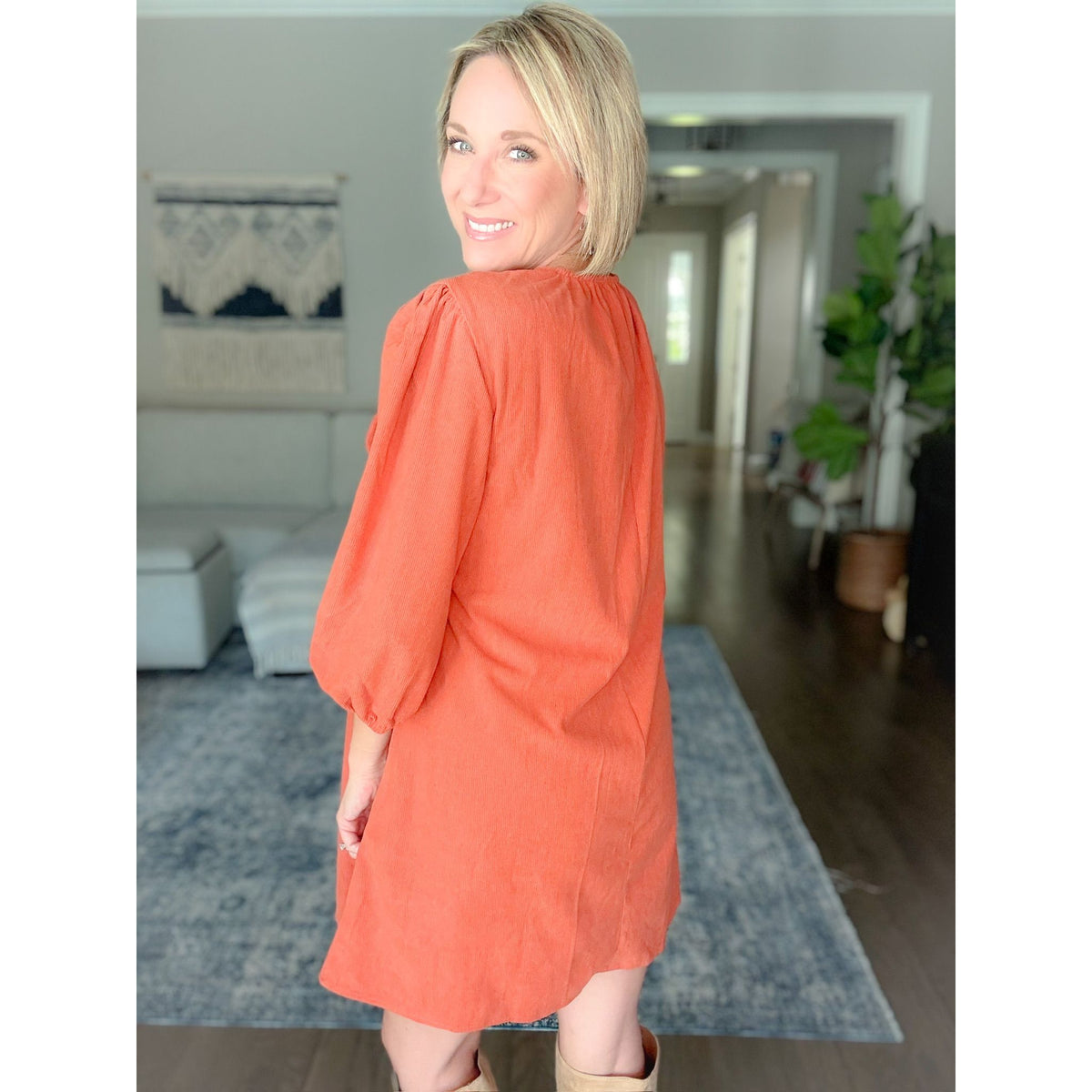 women's boutique fall corduroy dress back