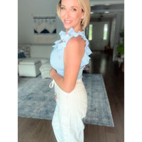 Women's boutique tank top blue side