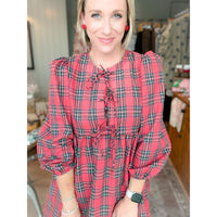 Holly Plaid Tie-Front Dress