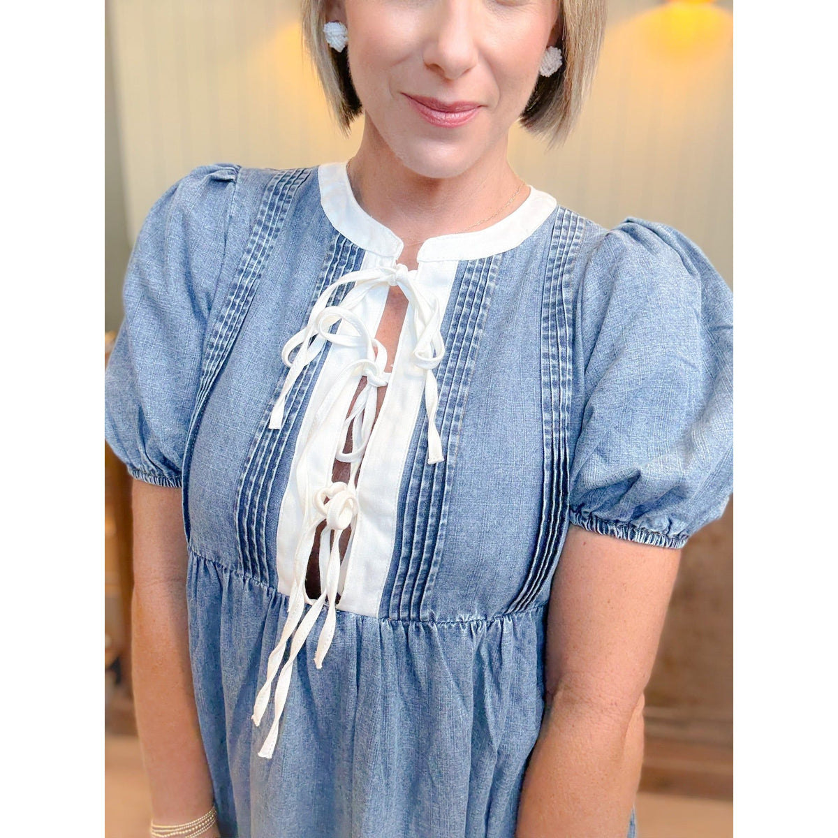 Wildflower Wishes Mini Denim Dress