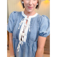 Wildflower Wishes Mini Denim Dress