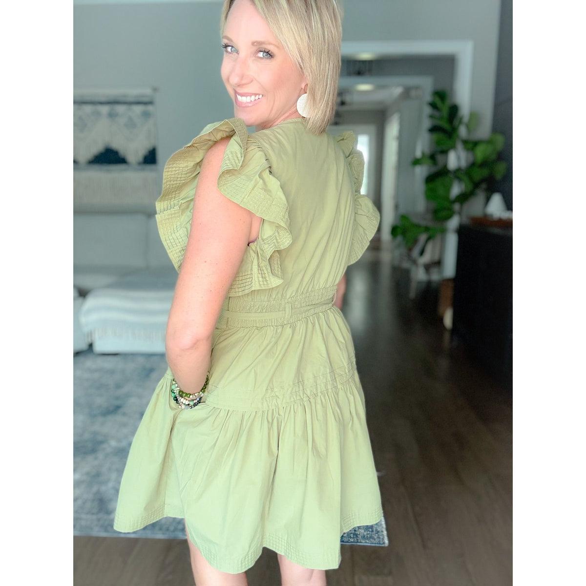 Boutique olive green dress back